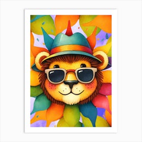 Lion flower, Lion Art, King of the Jungle, Colorful Art, kids Art Art Print