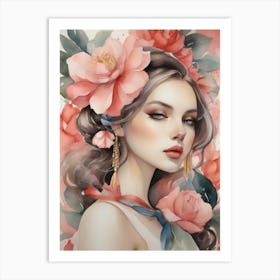 Girl With Flowers 3 Art Print