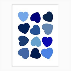 Blue Hearts Art Print