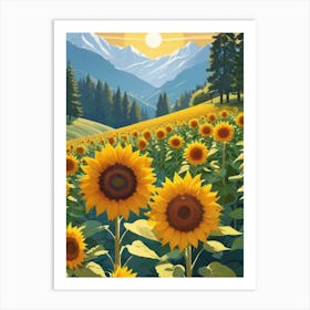 Sunflowers In The Mountains 3 Art Print