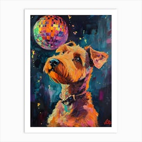 Terrier With Disco Ball 1 Art Print