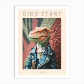 Punky Dinosaur In A Leather Jacket 4 Poster Art Print