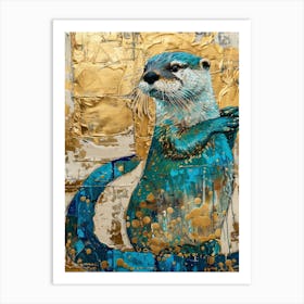 Otter Gold Effect Collage 2 Art Print