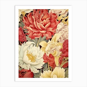 Peony Flower Pattern 2 Art Print