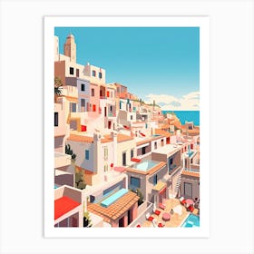 Ibiza, Spain, Flat Illustration 3 Art Print