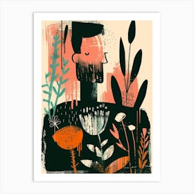 Man With Plants Art Print