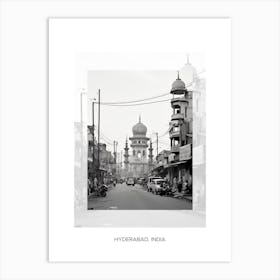 Poster Of Hyderabad, India, Black And White Old Photo 2 Art Print