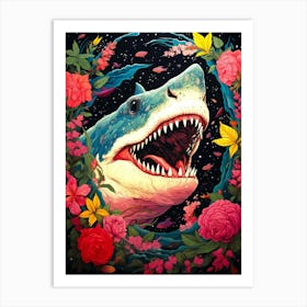 Shark With Flowers 1 Art Print