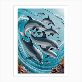 Dolphins In The Ocean 2 Art Print