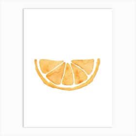 Watercolor Orange Slice Isolated On White Background Art Print