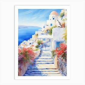 Tranquil Terrace: Mediterranean Hotel Wall Print Art Print