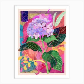 Hydrangea 3 Neon Flower Collage Art Print