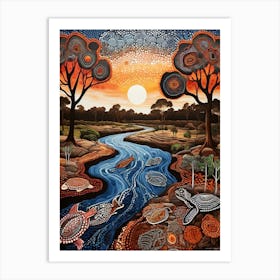 Default Australian Aboriginal Dot Painting Style Art Landscape 0 (4) Art Print