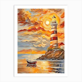 Sunset Lighthouse Art Print