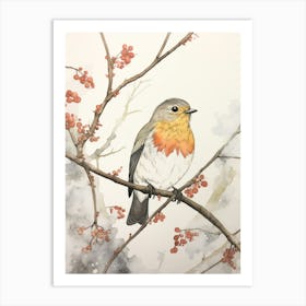 Bird Illustration Robin 1 Art Print