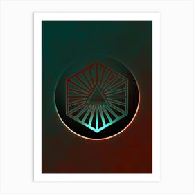 Geometric Neon Glyph on Jewel Tone Triangle Pattern 457 Art Print