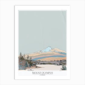 Mount Olympus Cyprus Color Line Drawing 3 Poster Art Print
