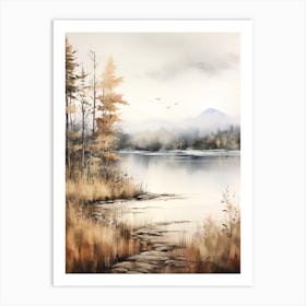Lake In The Woods In Autumn, Painting 29 Art Print