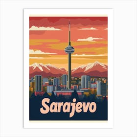 Aihrgdesign A Retro Travel Poster For Sarajevo 4 Art Print