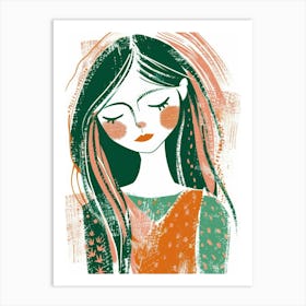 Girl With Long Hair 10 Art Print