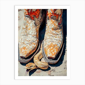 Cowboy Boots And Snake Art Print