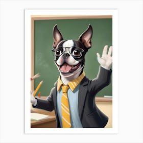 Boston Terrier Teacher-Reimagined 8 Art Print