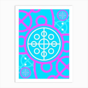 Geometric Glyph in White and Bubblegum Pink and Candy Blue n.0056 Art Print