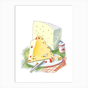 Appenzeller Cheese Dairy Food Pencil Illustration 1 Art Print