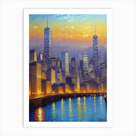 Cityscape At Dusk 1 Art Print