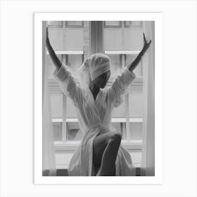 Woman In Window Black And White Art Print