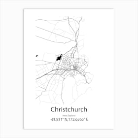 Christchurch,New Zealand Minimalist Map Art Print