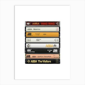 Abba - Music Poster - Albums on Cassette Print Art Print