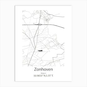 Zonhoven,Belgium Minimalist Map Art Print