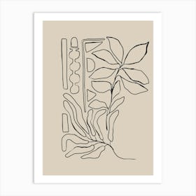 Drawing Of A Plant Line Drawing Art Print