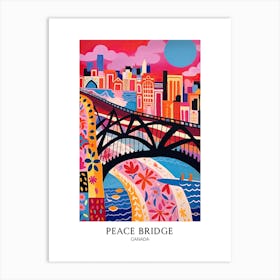Peace Bridge, Canada, Colourful 2 Travel Poster Art Print