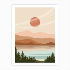 Sunset Over Lake Art Print