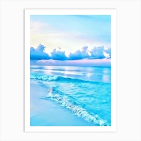 Sunset At The Beach blue Art Print