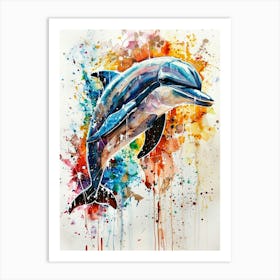 Dolphin Colourful Watercolour 4 Art Print