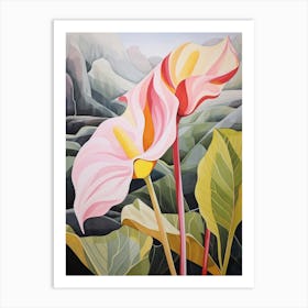 Flamingo Flower 2 Flower Painting Art Print