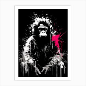 Thinker Monkey Grunge Graffiti Style 2 Art Print