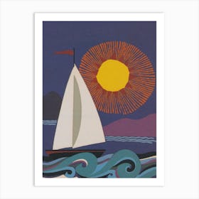 Sailboat Under the Sun Vintage Poster Art Print