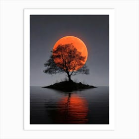 Sunset Behind Island Art Print