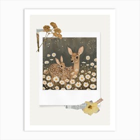 Scrapbook Deer And Rabbits Fairycore Painting 3 Art Print