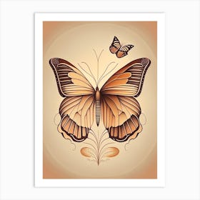 Butterfly Outline Retro Illustration 2 Art Print
