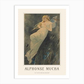 Elf With Iris Blossoms, Alphonse Mucha Poster Art Print