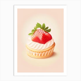 Strawberry Shortcake, Dessert, Food Marker Art Illustration Art Print