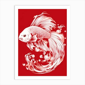 Chinese Betta Fish Art Print