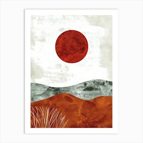 Red Sun In The Desert Minimalist, Bauhaus Art Print