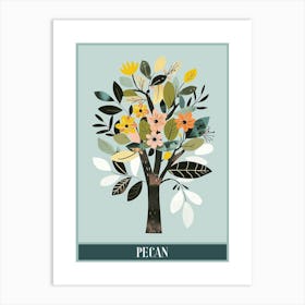 Pecan Tree Flat Illustration 2 Poster Art Print