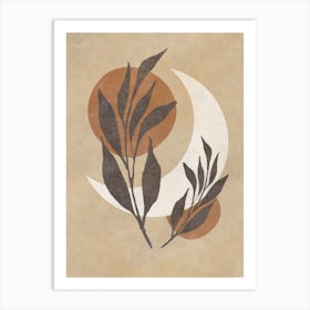 Moon And Leaves Art Print